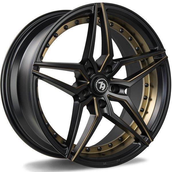 STATUSFÄLGAR SV-AR DEEP MATT BLACK MILLED GOLD 8.5x19 5/112 ET35 CB66.5