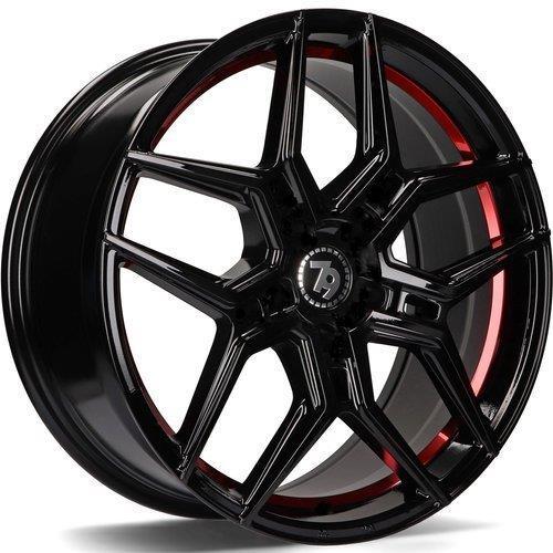 SEVENTY9 SV-B BLACK GLOSSY RED INNER LIP 10x20 5/112 ET40 CB66.6
