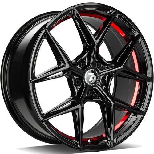 STATUSFÄLGAR SCF-B BLACK GLOSSY RED INNER LIP 9x18 5/120 ET35 CB72.6
