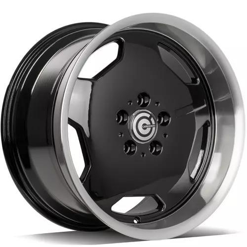STATUSFÄLGAR RETRO BLACK GLOSSY LIP POLISHED 8x17 5/112 ET35 CB66.5