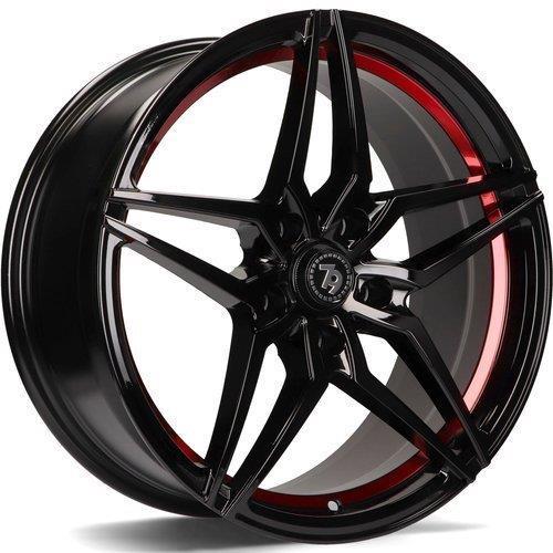 STATUSFÄLGAR SV-A BLACK GLOSSY RED INNER LIP 8x18 5/114.3 ET40 CB73.1