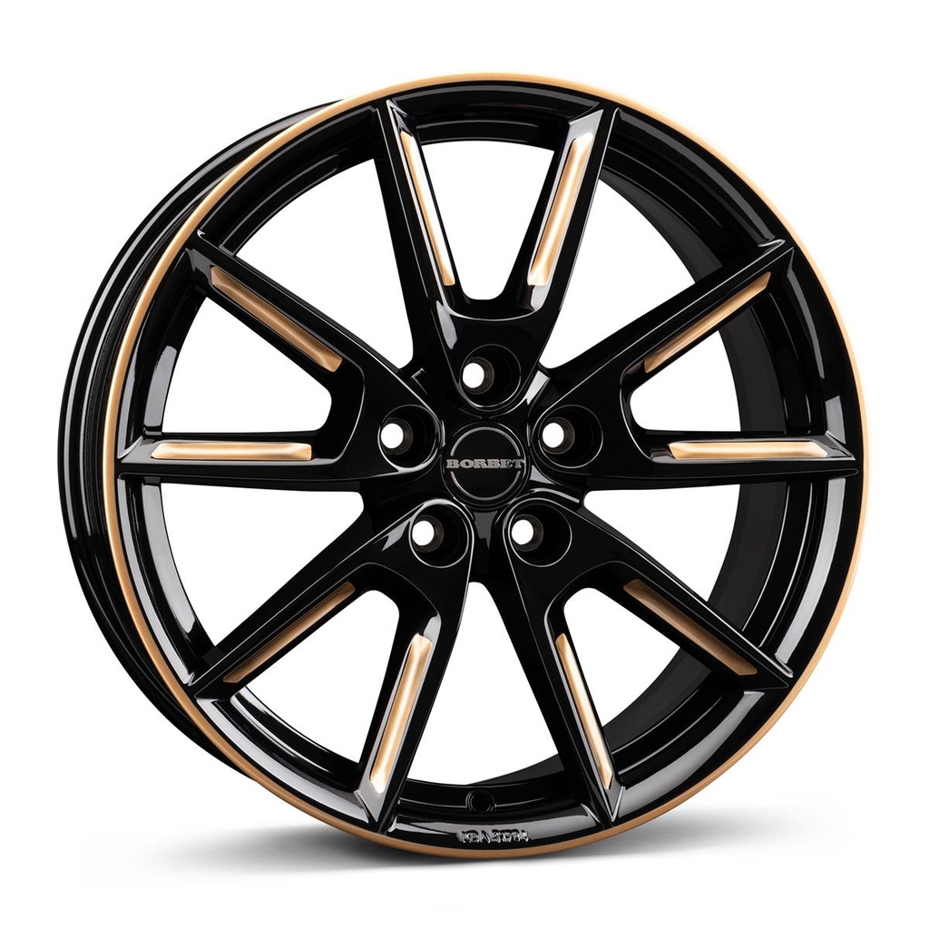 BORBET LX18 BLACK GLOSS GOLD SPOKE RIM 8x18 5/114.3 ET40 CB72.5