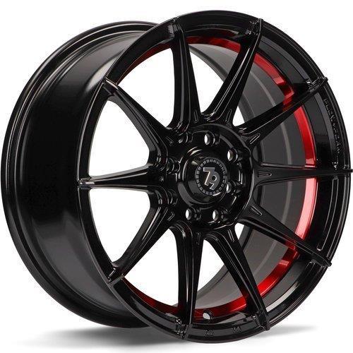 STATUSFÄLGAR SCF-F BLACK GLOSSY RED INNER LIP 7x15 4/100-114.3 ET35 CB67.1