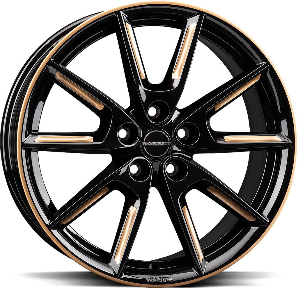 BORBET LX19 BLACK GLOSS GOLD SPOKE RIM 8x19 5/112 ET40 CB66.5