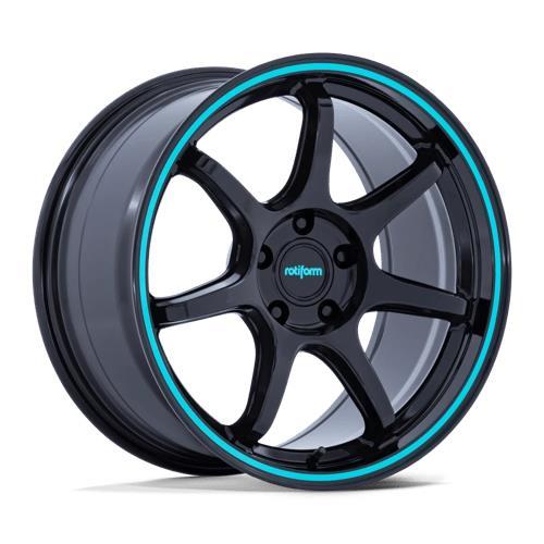STATUSFÄLGAR RC208 BPU GLOSS BLACK W/ TEAL STRIPE 8.5x18 5/114.3 ET45 CB72.6