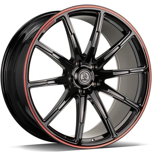 STATUSFÄLGAR MF.7 BLACK GLOSSY RED 10x23 5/130 ET25 CB84.1