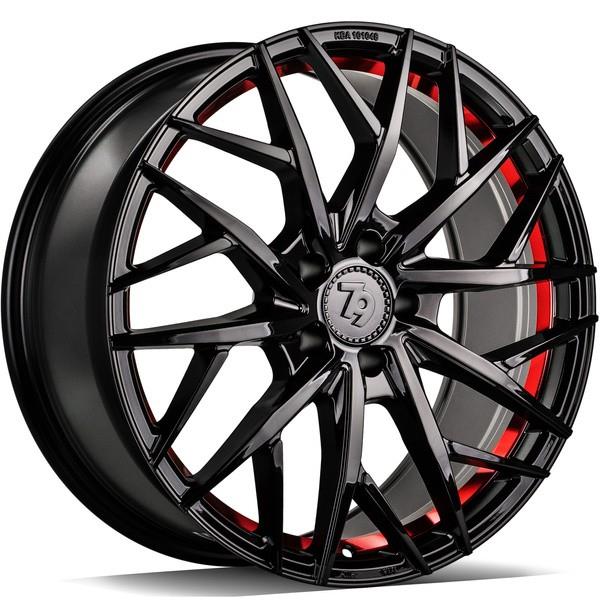 STATUSFÄLGAR SSF-1 BLACK GLOSSY RED INNER LIP 8x18 5/112 ET45 CB66.6