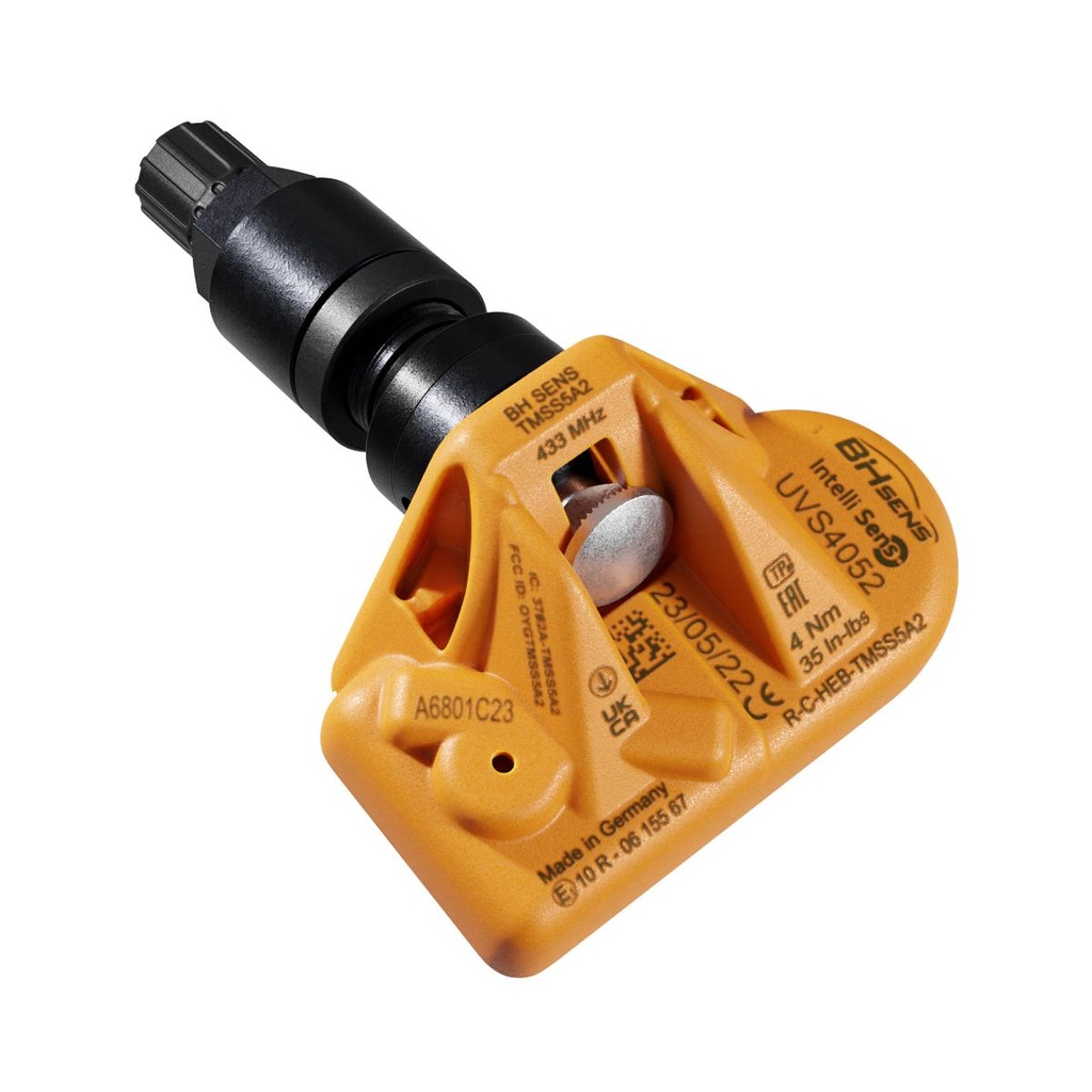 BH Sens Ohjelmoitava IntelliSens TPMS-rengaspaineanturi UVS4062 Premium, musta metalliventtiili