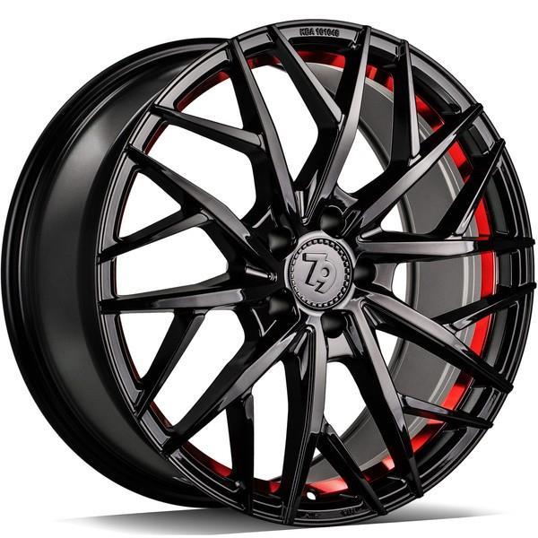 STATUSFÄLGAR SSF-1 BLACK GLOSSY RED INNER LIP 7.5x17 5/114.3 ET40 CB73.1