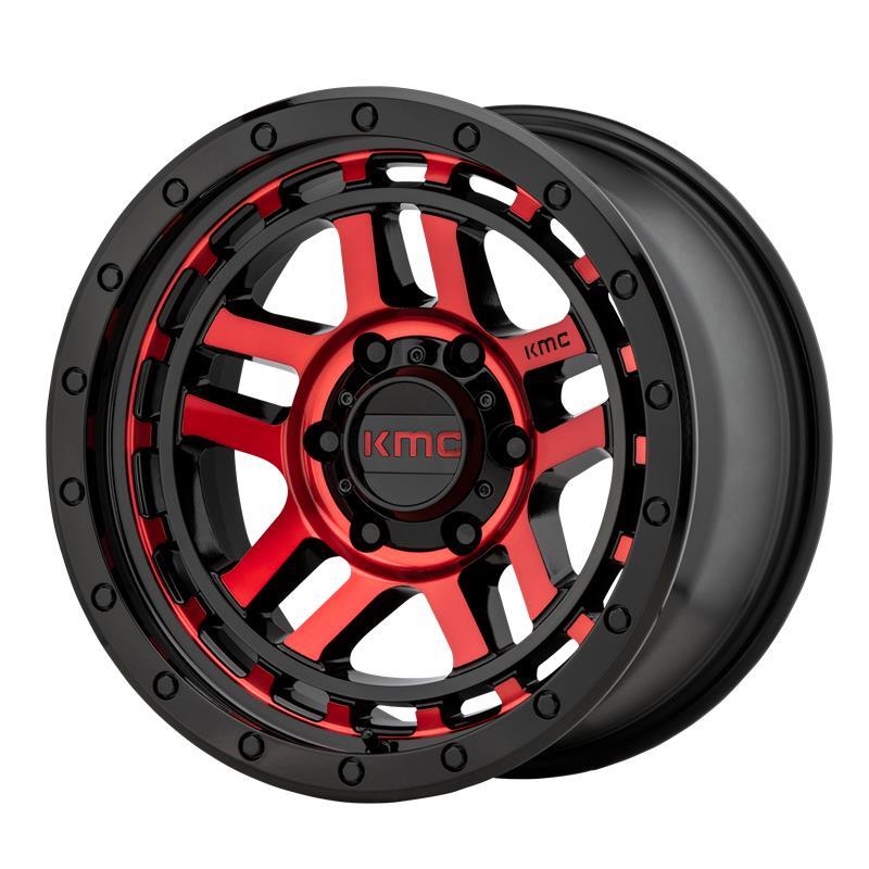 STATUSFÄLGAR KM540 GLOSS BLACK MACHINED WITH RED TINT 8.5x17 6/139.7 ET18 CB106.2