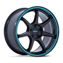 STATUSFÄLGAR RC208 BPU GLOSS BLACK W/ TEAL STRIPE 8.5x18 5/114.3 ET35 CB72.6