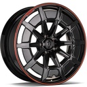 STATUSFÄLGAR MF.7 BLACK RED CARBON LIP COVER 10x22 5/130 ET30 CB84.1