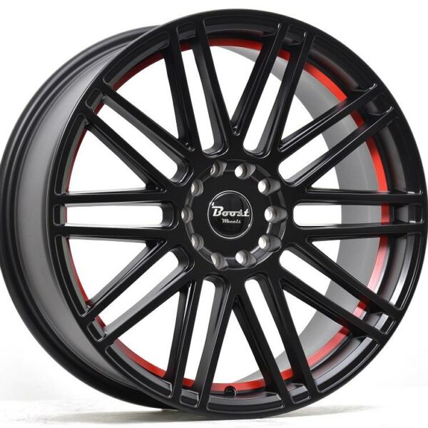 B362 Glossblack Red stripe 8.0x18 5108112 ET38 CB73.1 Alumiinivanteet 29097 1