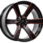 D91 Glossblack Red stripe 9.5x20 6/139,7 ET18 CB106.1