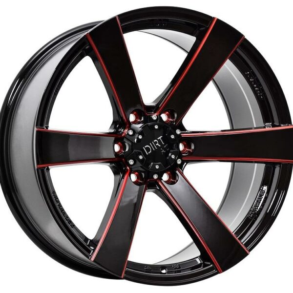 D91 Glossblack Red stripe 9.5x20 61397 ET18 CB106.1 Alumiinivanteet 29096 1