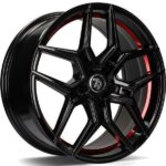 SEVENTY9 SV-B BLACK GLOSSY RED INNER LIP 10x20 5/112 ET40 CB66.6