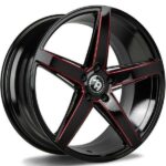 SEVENTY9 SV-N BLACK GLOSSY MILLED RED 9.5x19 5/112 ET38 CB66.6