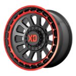 XD856 Satin Black Machined Lip With Red Tint 9.0x17 5/127/139,7 ET18 CB78.1