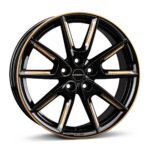 BORBET LX18 BLACK GLOSSY GOLD SPOKE RIM 8x18 5/112 ET48 CB66.6
