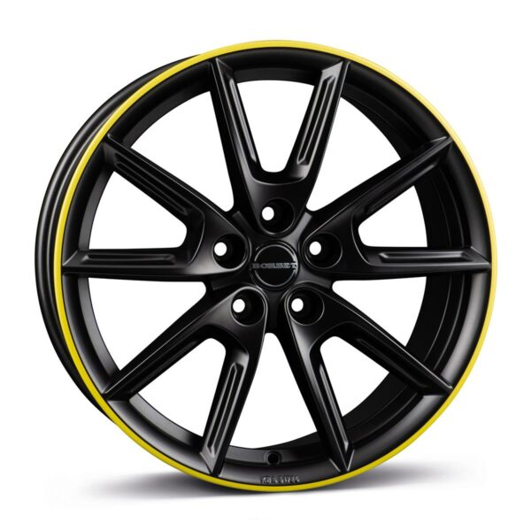 BORBET LX18 black matt rim yellow 8.0x18 5112 ET44 CB57.1 Alumiinivanteet 87413 1