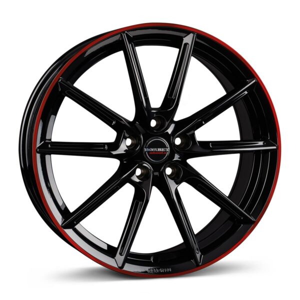 BORBET LX18 Black Glossy rim red 8.0x18 5112 ET48 CB66.6 Alumiinivanteet 89135 1