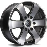 STATUSFÄLGAR MAMMUTH MATT BLACK FRONT POLISHED 7x16 6/130 ET50 CB84.1