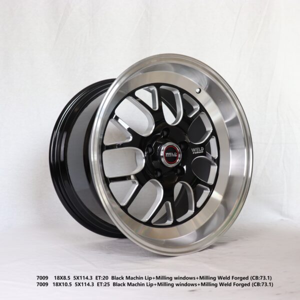Flow Forged - 18X8.5 5X114.3 ET25 CB73.1 BLACK MACHIN LIP + MILLING WINDOWS Alumiinivanteet