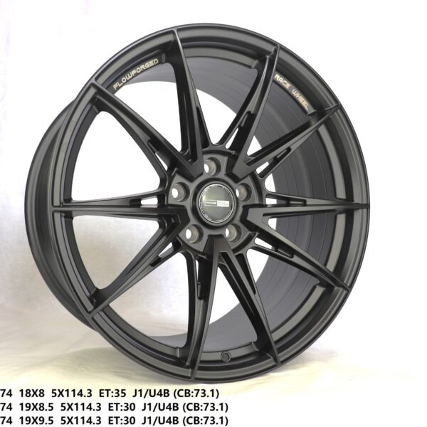 Flow Forged - 19X9.5 5X114.3 ET30 CB73.1 MATT BLACK Alumiinivanteet