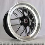 7009 20X9.5 5X114.3 ET30 CB73.1 GLOSS BLACK MACHIN LIP + MILLING WINDOWS Replica Vanteet