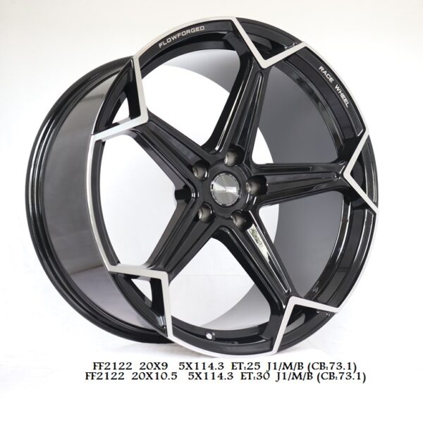 Flow Forged - 20X10.5 5X114.3 ET30 CB73.1 GLOSS BLACK WITH MACHINED FACE Alumiinivanteet