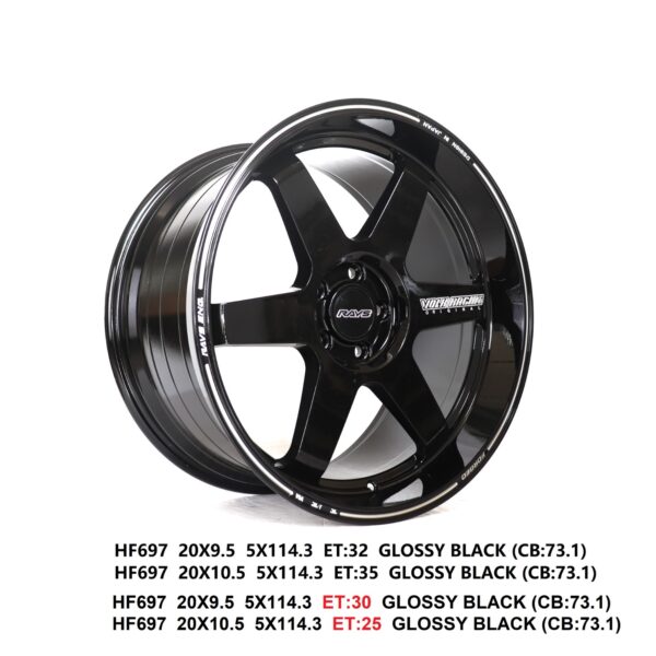 Flow Forged - 20X9.5 5X114.3 ET30 CB73.1 GLOSSY BLACK Alumiinivanteet