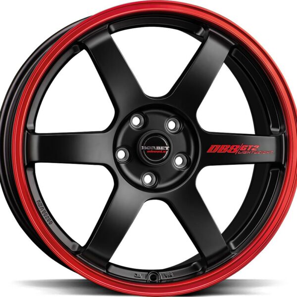 BORBET DB8GT2 BLACK MATT RIM RED 8.5x18 5114.3 ET40 CB72.5 Alumiinivanteet 138086 1
