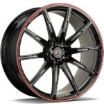 STATUSFÄLGAR MF.7 BLACK GLOSSY RED 10x22 5/130 ET30 CB84.1