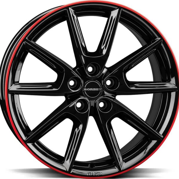 BORBET LX19 BLACK GLOSS RIM RED 8x19 5/112 ET40 CB66.5